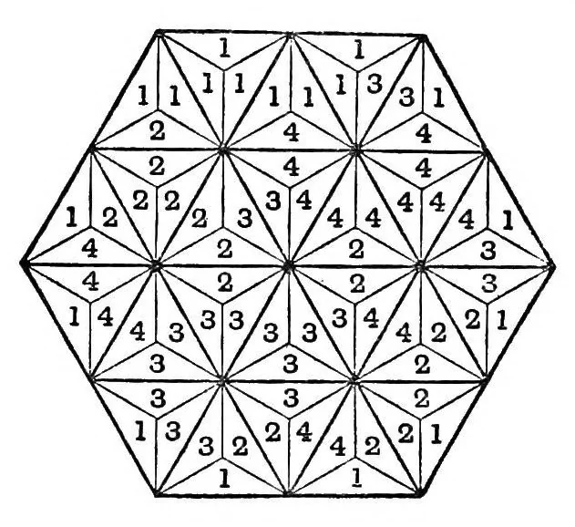 An illustration from Mathematical recreations and essays, 1922, leaf 277