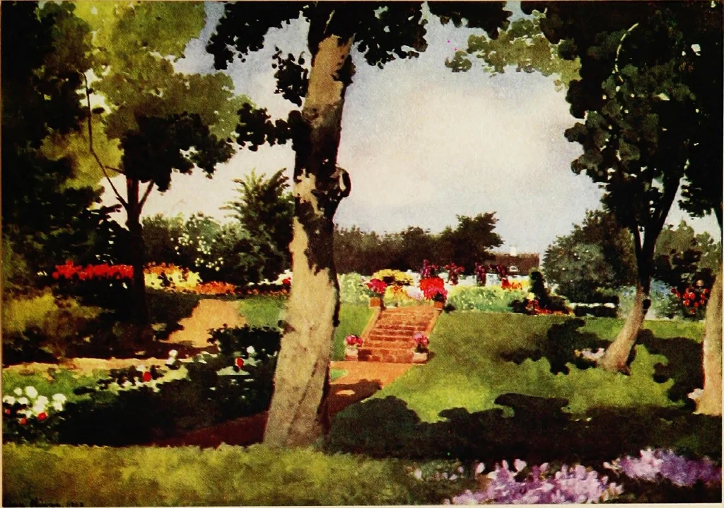 An illustration from Royal palaces & gardens, 1916, leaf 157