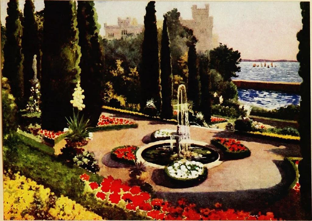 An illustration from Royal palaces & gardens, 1916, leaf 203