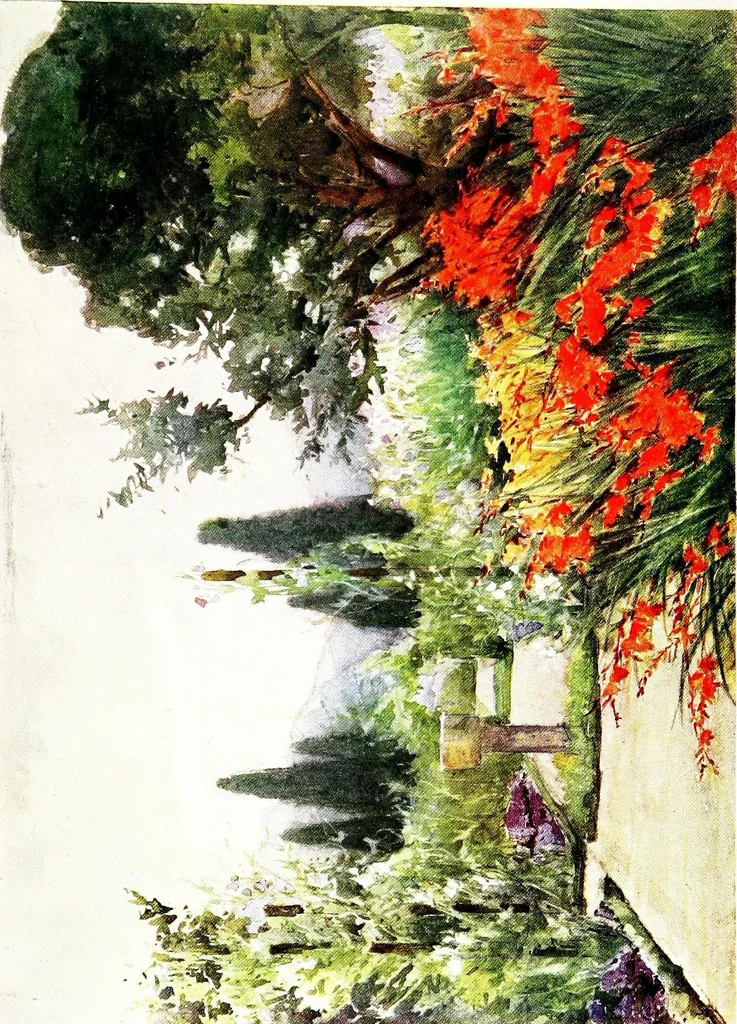 An illustration from Flower grouping in English, Scotch & Irish gardens; notes & 56 sketches in colour, 1907, leaf 131