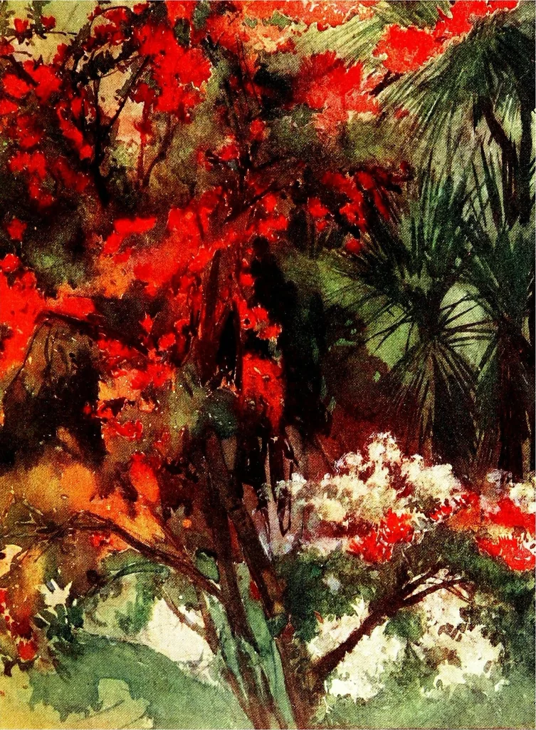 An illustration from Flower grouping in English, Scotch & Irish gardens; notes & 56 sketches in colour, 1907, leaf 171