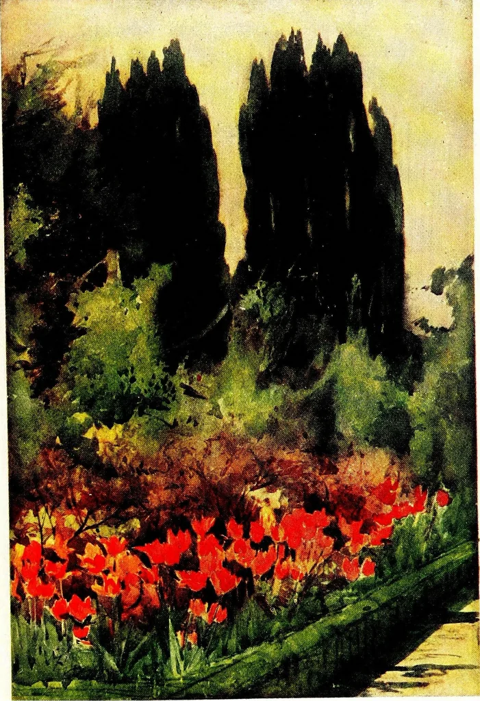 An illustration from Flower grouping in English, Scotch & Irish gardens; notes & 56 sketches in colour, 1907, leaf 275
