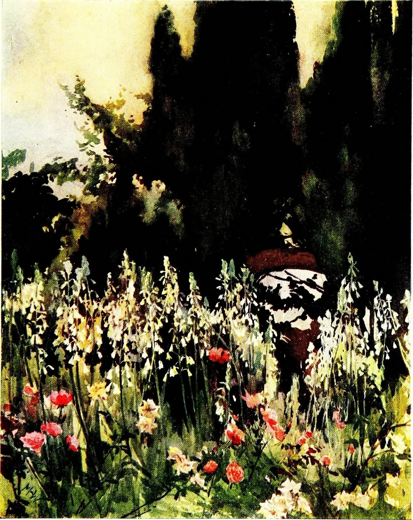 An illustration from Flower grouping in English, Scotch & Irish gardens; notes & 56 sketches in colour, 1907, leaf 337