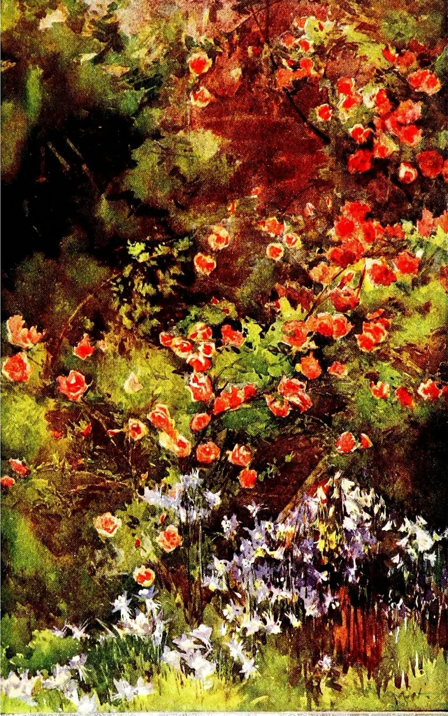 An illustration from Flower grouping in English, Scotch & Irish gardens; notes & 56 sketches in colour, 1907, leaf 343