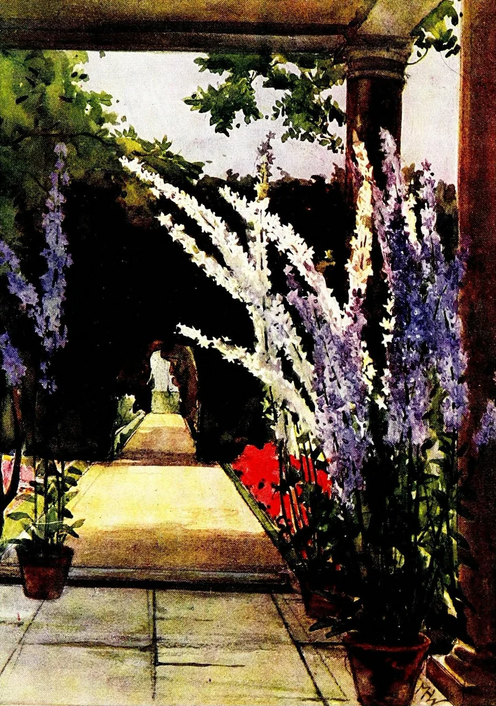 An illustration from Flower grouping in English, Scotch & Irish gardens; notes & 56 sketches in colour, 1907, leaf 392