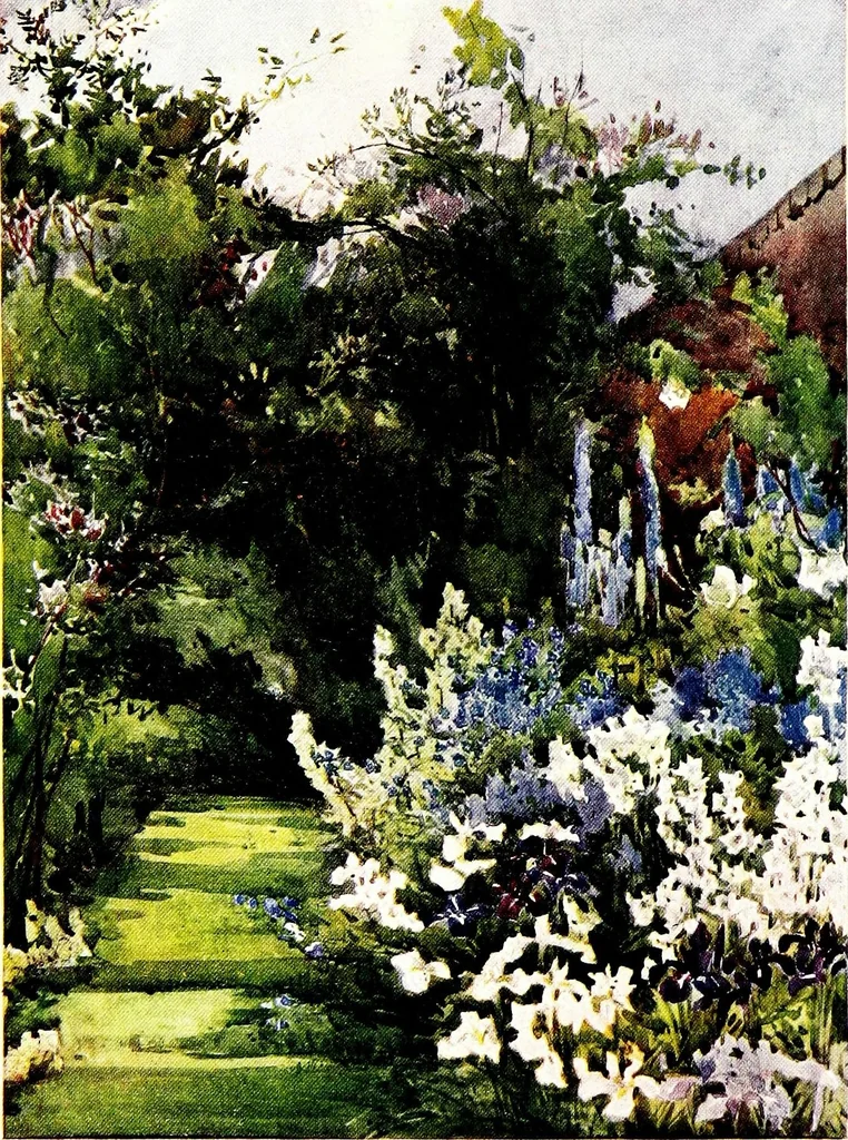 An illustration from Flower grouping in English, Scotch & Irish gardens; notes & 56 sketches in colour, 1907, leaf 398