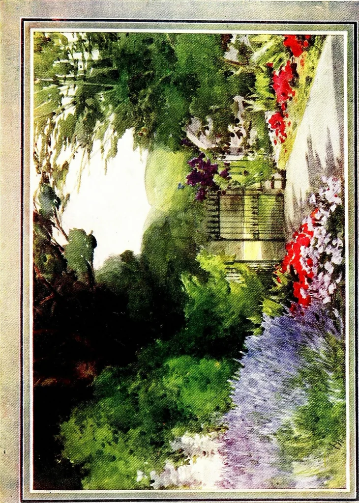 An illustration from Flower grouping in English, Scotch & Irish gardens; notes & 56 sketches in colour, 1907, leaf 61