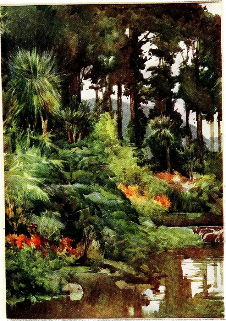 An illustration from Flower grouping in English, Scotch & Irish gardens; notes & 56 sketches in colour, 1907, leaf 68