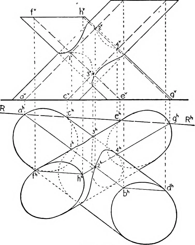 An illustration from Descriptive geometry, 1921, leaf 186