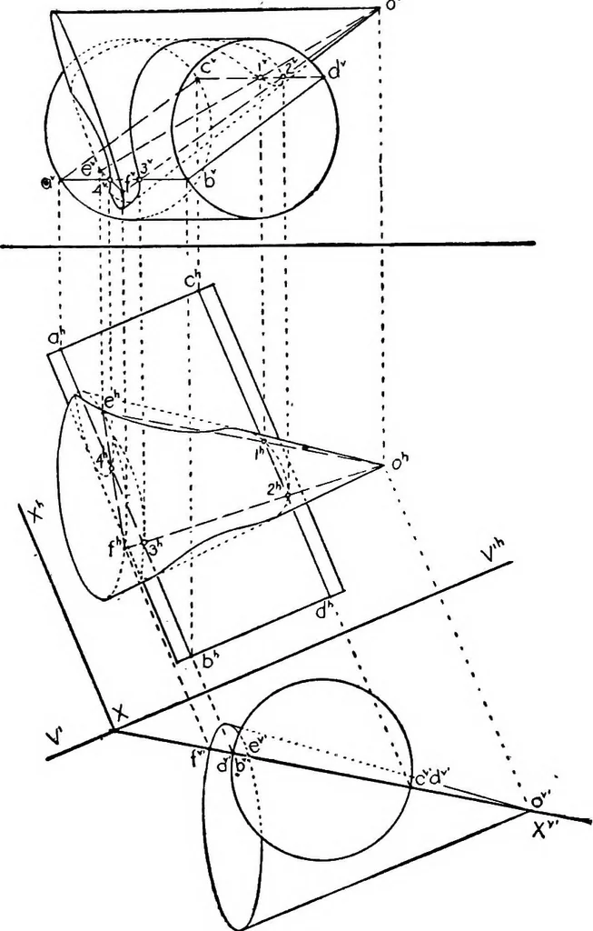 An illustration from Descriptive geometry, 1921, leaf 188
