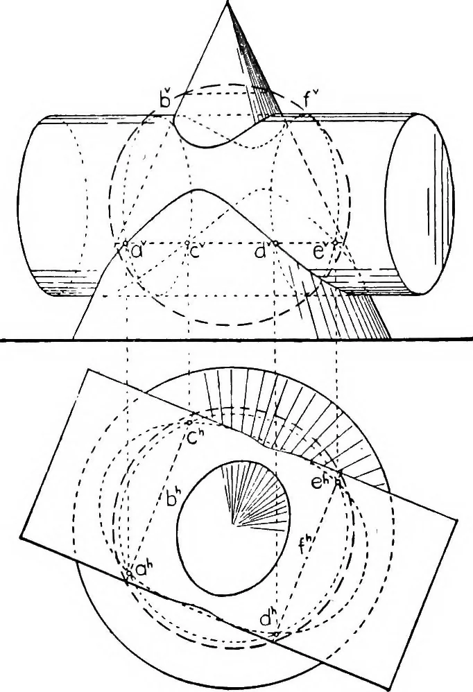 An illustration from Descriptive geometry, 1921, leaf 189