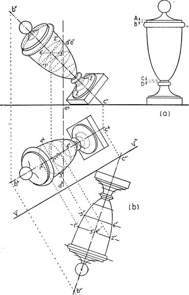 An illustration from Descriptive geometry, 1921, leaf 215