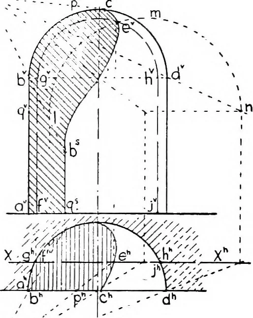 An illustration from Descriptive geometry, 1921, leaf 272