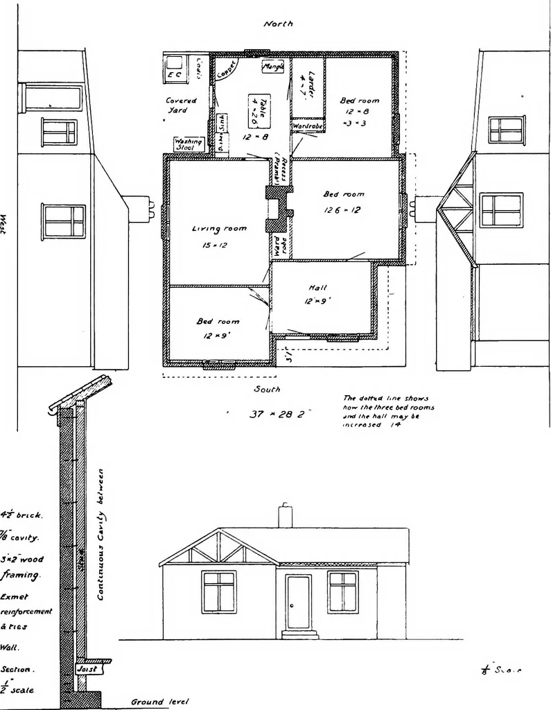 An illustration from Cottages for rural labourers (appendix), 1914, leaf 13