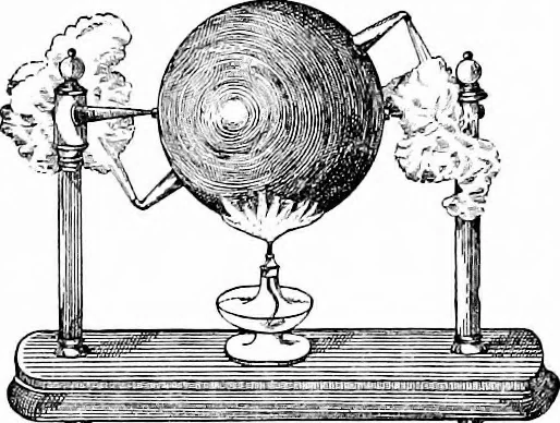 An illustration from Flame, electricity and the camera; man's progress from the first kindling of fire to the wireless telegraph and the photography of color, 1900, leaf 56