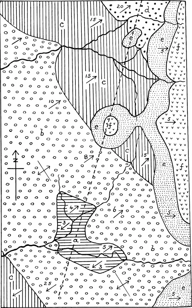 An illustration from Geological and topographical maps, their interpretation and use, a handbook for the geologist and civil engineer, 1911, leaf 107