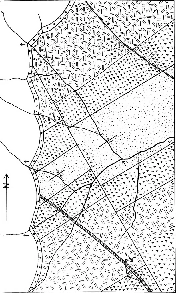 An illustration from Geological and topographical maps, their interpretation and use, a handbook for the geologist and civil engineer, 1911, leaf 140