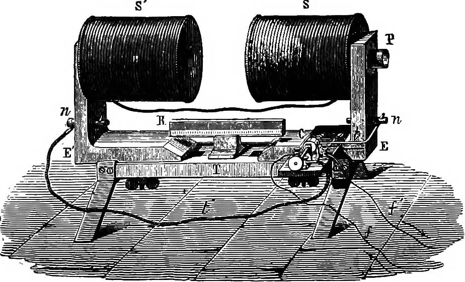 An illustration from Elementary treatise on electricity and magnetism, 1903, leaf 377