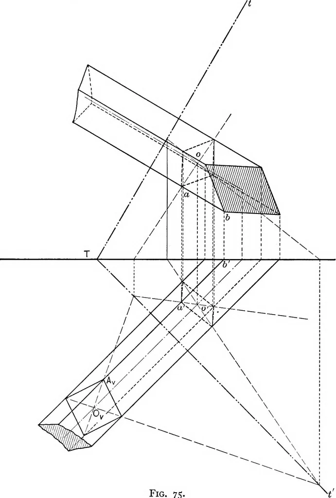 An illustration from The essentials of descriptive geometry, 1915, leaf 104