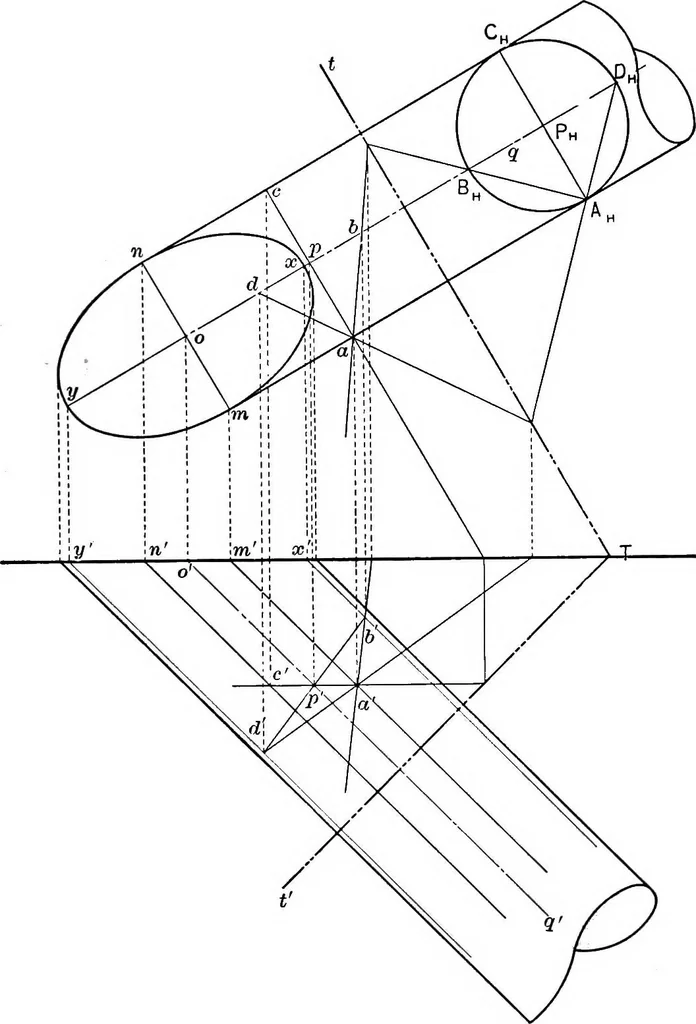 An illustration from The essentials of descriptive geometry, 1915, leaf 116