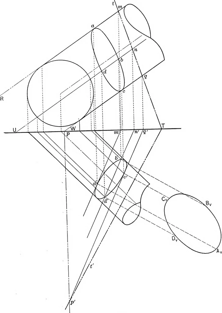 An illustration from The essentials of descriptive geometry, 1915, leaf 119