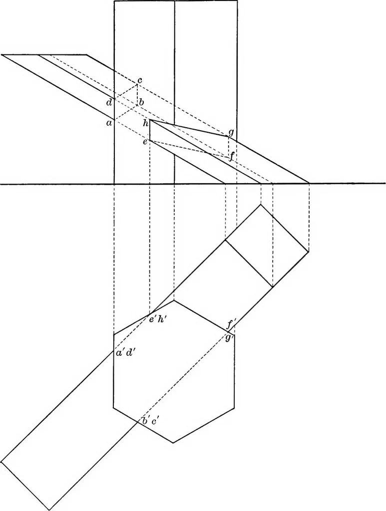 An illustration from The essentials of descriptive geometry, 1915, leaf 143