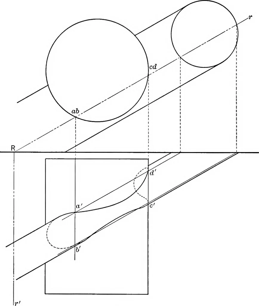 An illustration from The essentials of descriptive geometry, 1915, leaf 145