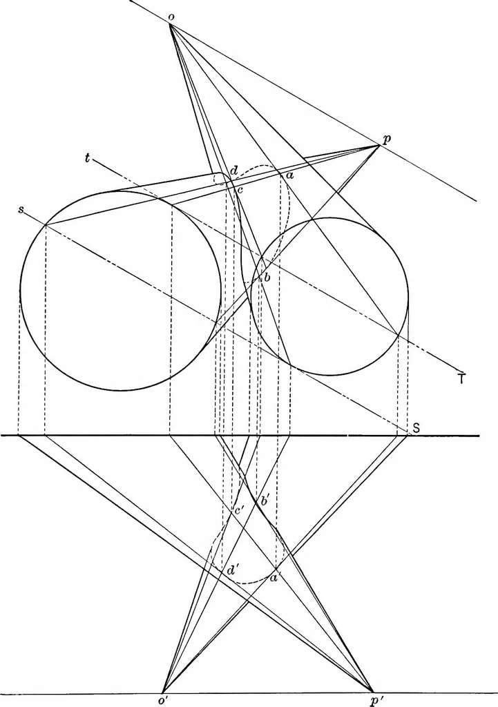 An illustration from The essentials of descriptive geometry, 1915, leaf 148