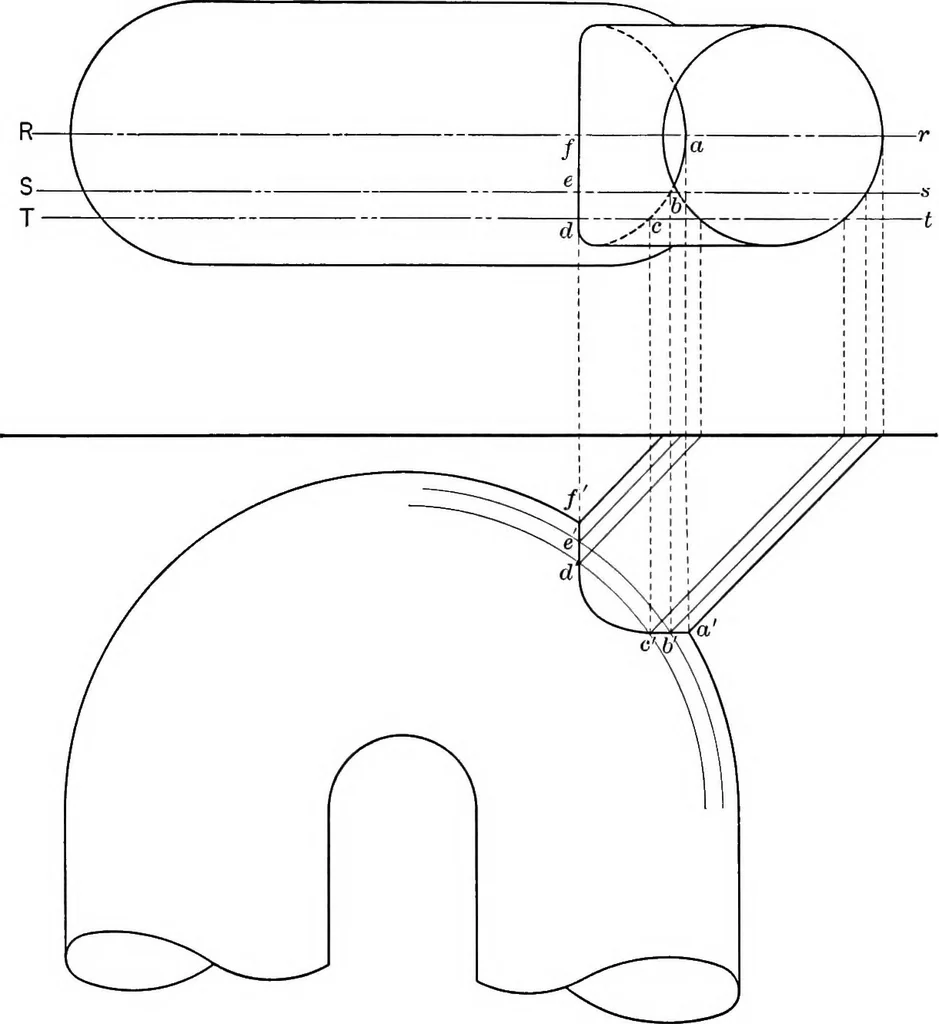 An illustration from The essentials of descriptive geometry, 1915, leaf 159
