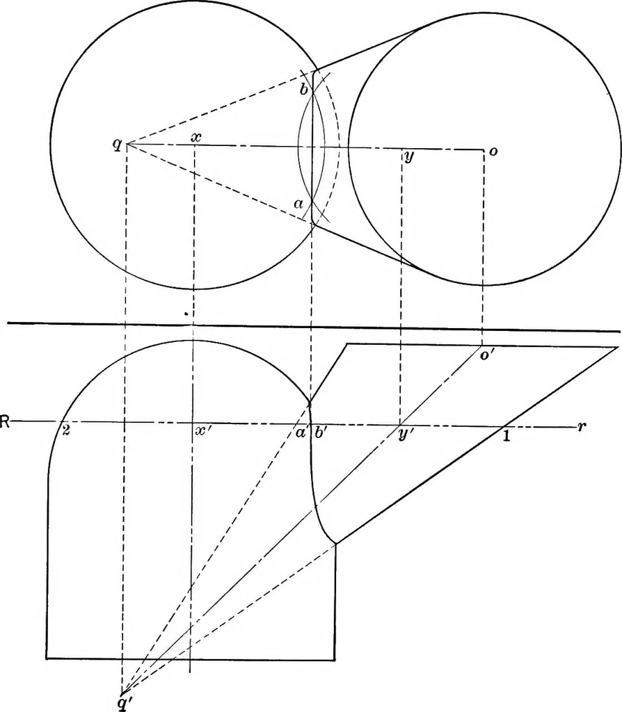An illustration from The essentials of descriptive geometry, 1915, leaf 160