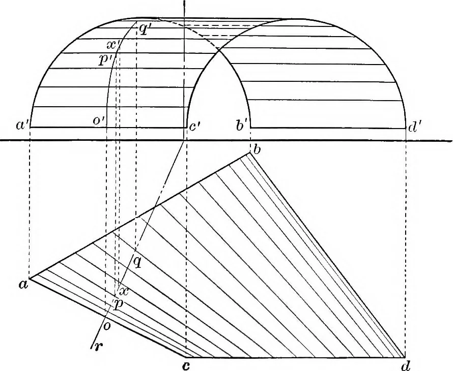 An illustration from The essentials of descriptive geometry, 1915, leaf 168