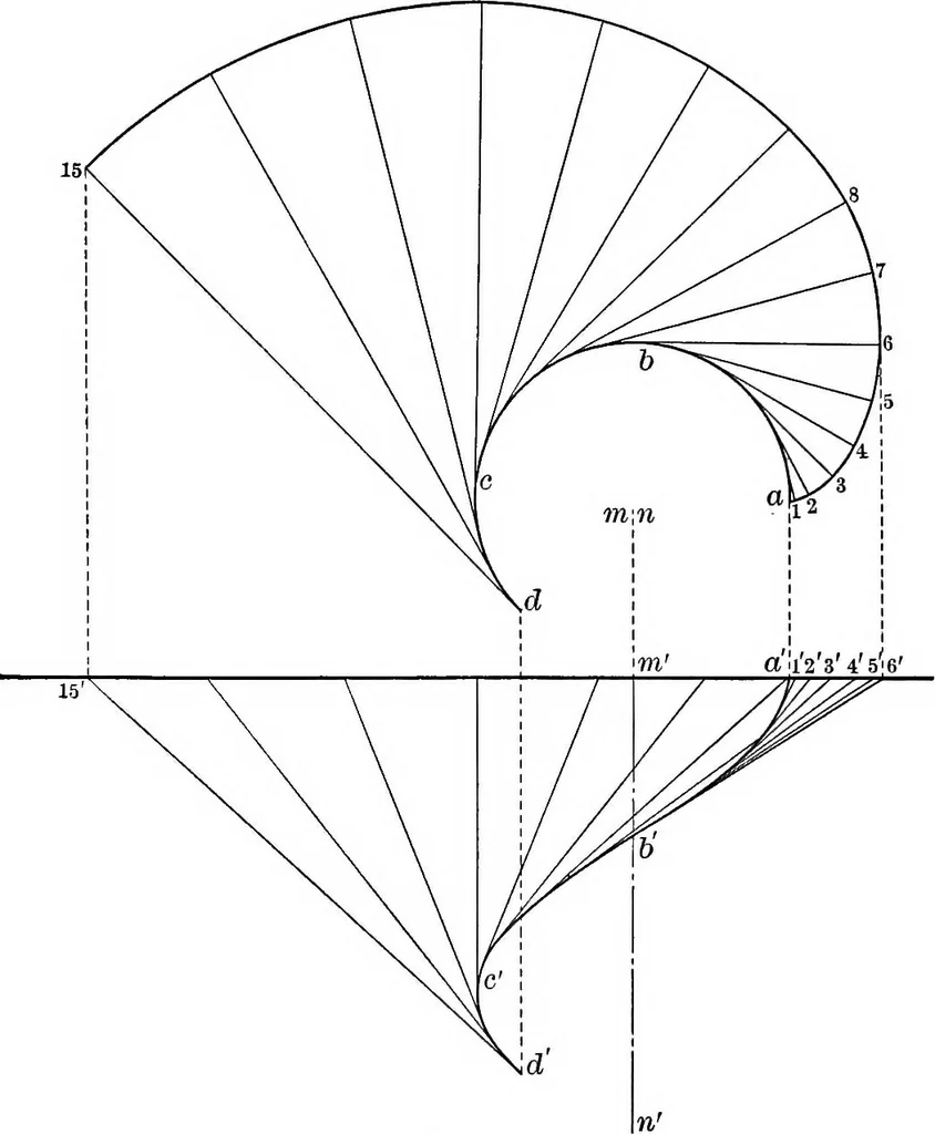 An illustration from The essentials of descriptive geometry, 1915, leaf 180