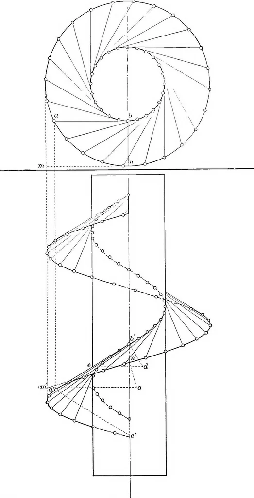 An illustration from The essentials of descriptive geometry, 1915, leaf 181