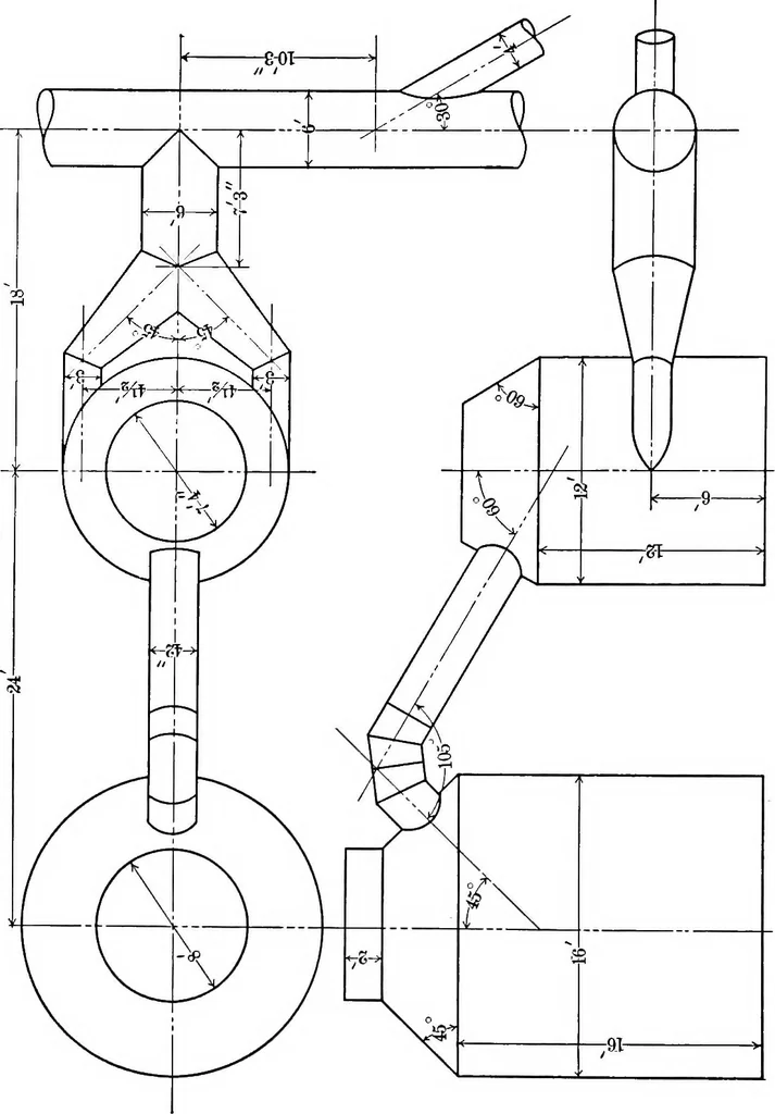 An illustration from The essentials of descriptive geometry, 1915, leaf 207