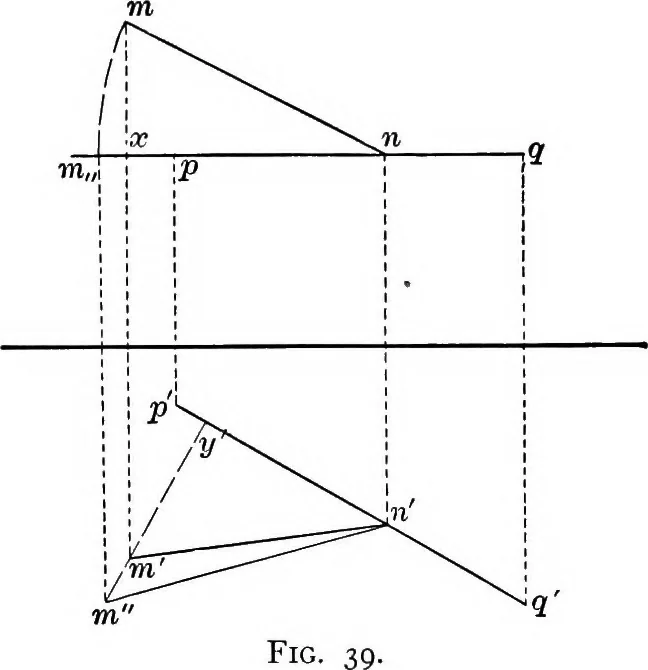 An illustration from The essentials of descriptive geometry, 1915, leaf 51