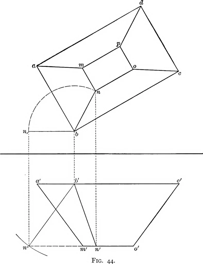 An illustration from The essentials of descriptive geometry, 1915, leaf 59
