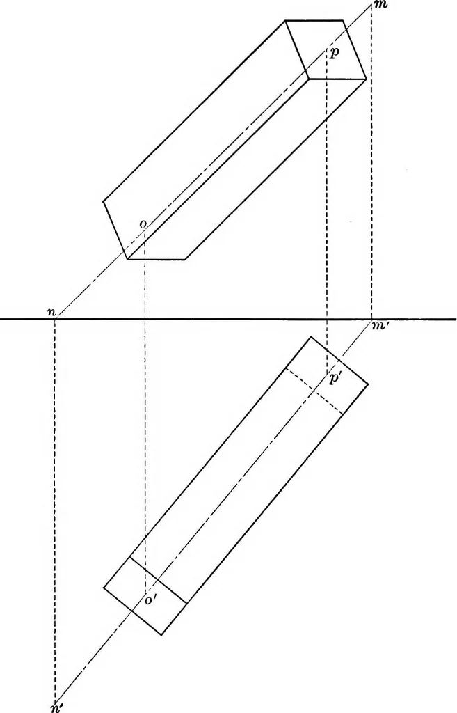 An illustration from The essentials of descriptive geometry, 1915, leaf 60