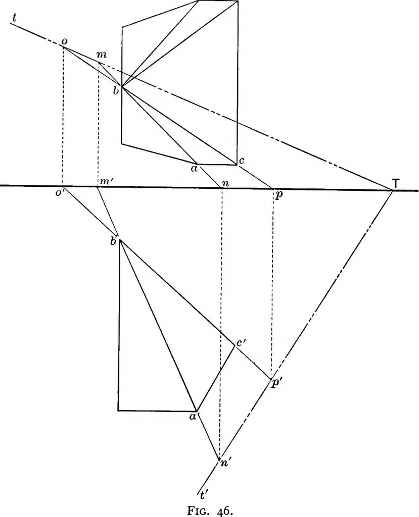 An illustration from The essentials of descriptive geometry, 1915, leaf 64