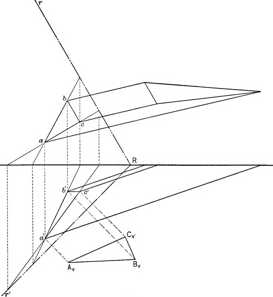 An illustration from The essentials of descriptive geometry, 1915, leaf 71