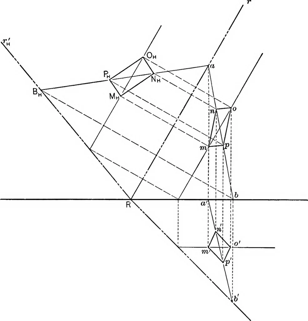 An illustration from The essentials of descriptive geometry, 1915, leaf 72