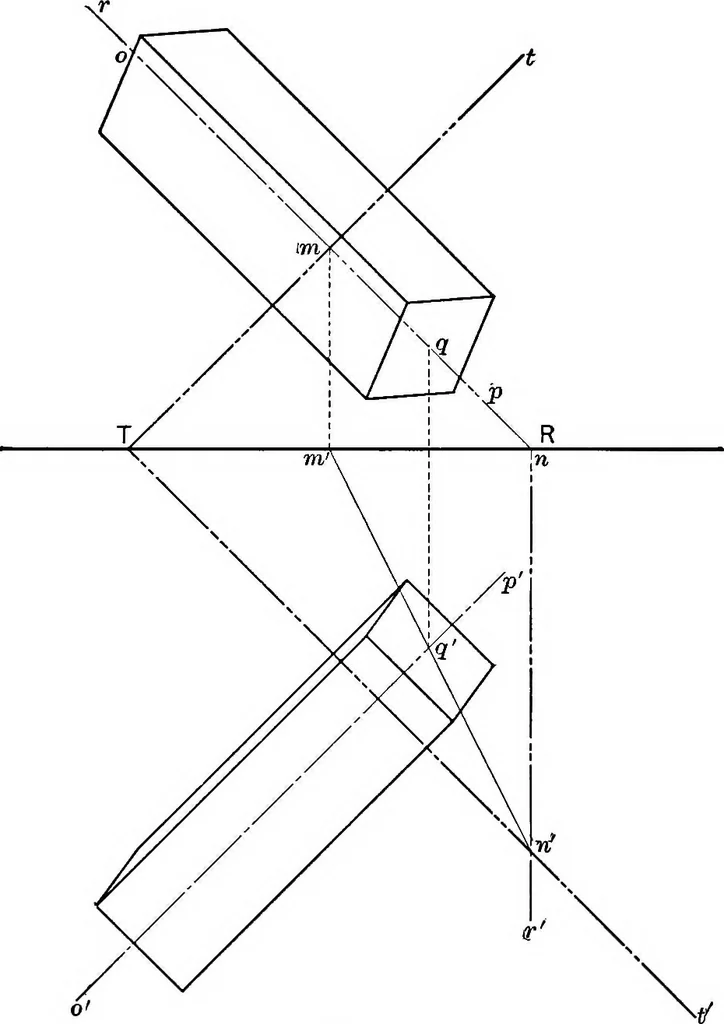 An illustration from The essentials of descriptive geometry, 1915, leaf 76