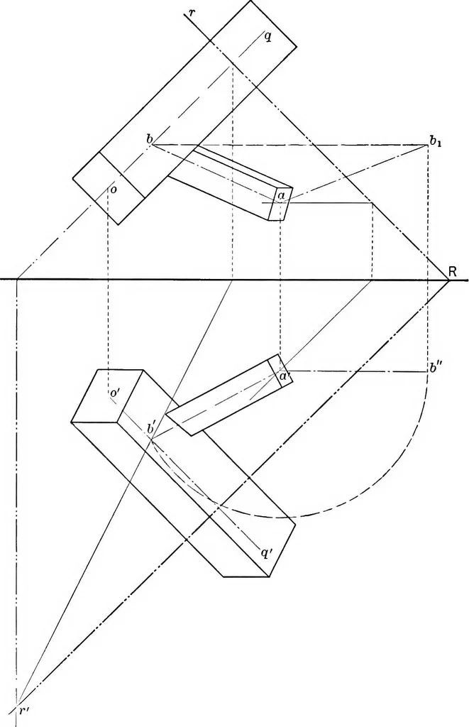 An illustration from The essentials of descriptive geometry, 1915, leaf 83