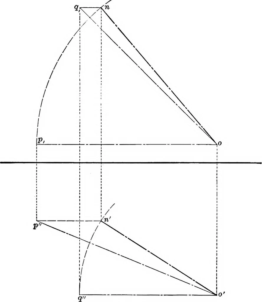 An illustration from The essentials of descriptive geometry, 1915, leaf 89