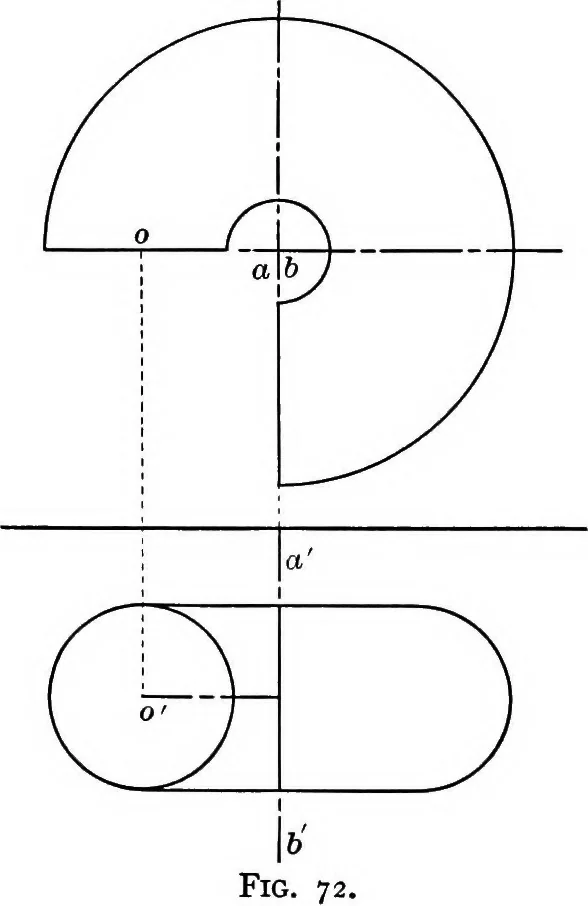 An illustration from The essentials of descriptive geometry, 1915, leaf 99