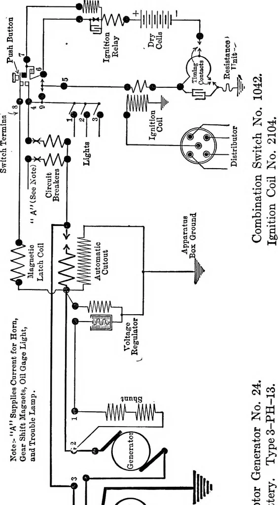 An illustration from Classroom lecture notes, automotive starting, lighting and ignition, with diagrams, 1918, leaf 142