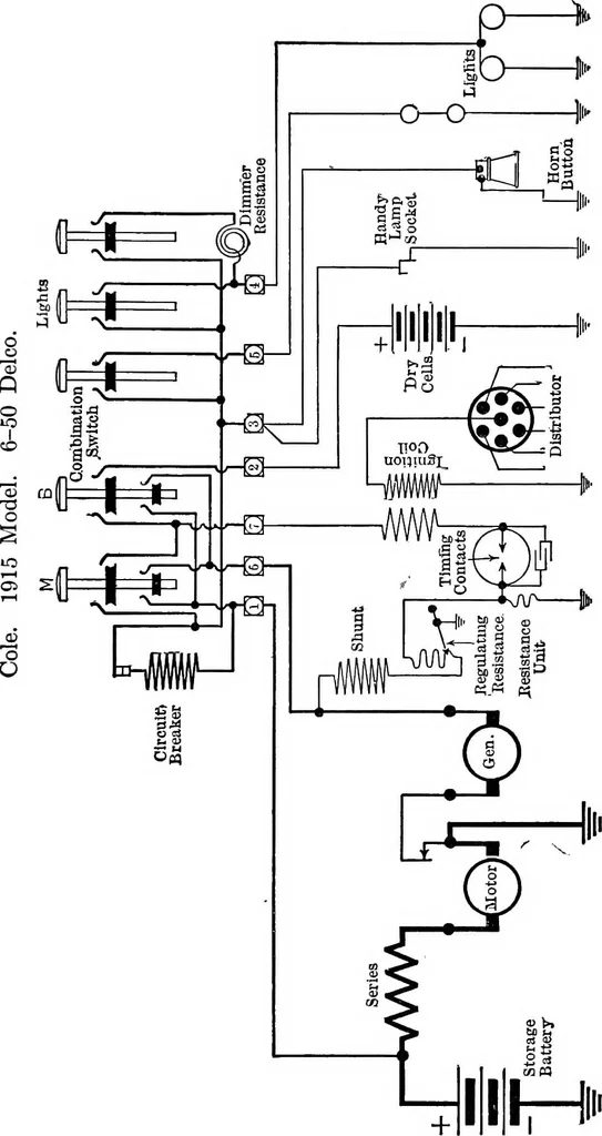 An illustration from Classroom lecture notes, automotive starting, lighting and ignition, with diagrams, 1918, leaf 144