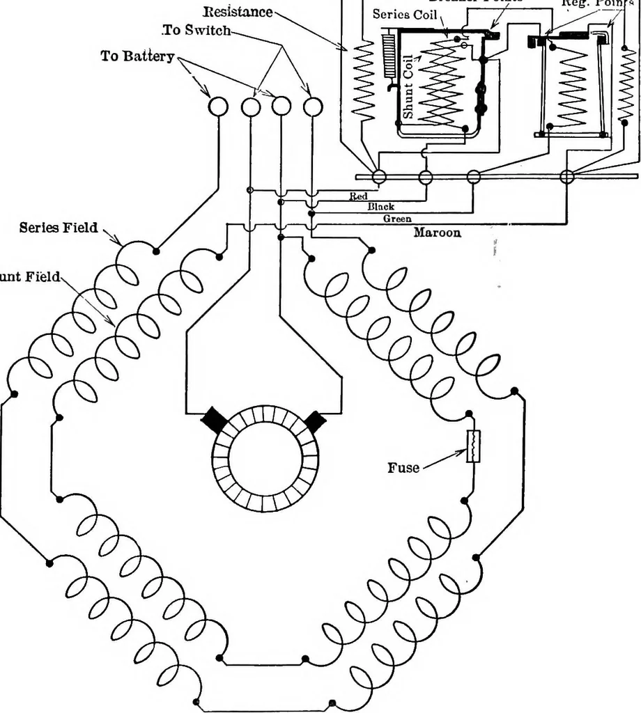 An illustration from Classroom lecture notes, automotive starting, lighting and ignition, with diagrams, 1918, leaf 162