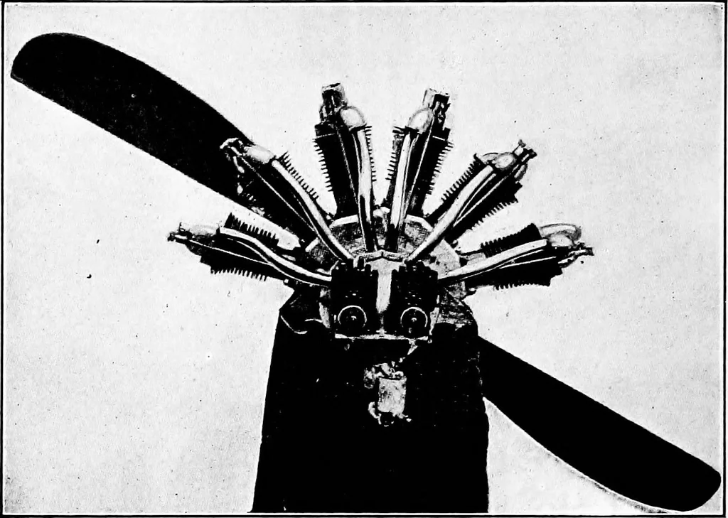 An illustration from Aviation engines, design - construction - operation and repair; a complete, practical treatise outlining clearly the elements of internal combustion engineering with special reference to the design, construction, operation and repair of airplane power plants; also the auxiliary engine systems, such as lubrication, carburetion, ignition and cooling. It includes complete instructions for engine repairing and systematic location of troubles, tool equipment and use of tools, also outlines the latest mechanical processes, 1917, leaf 107