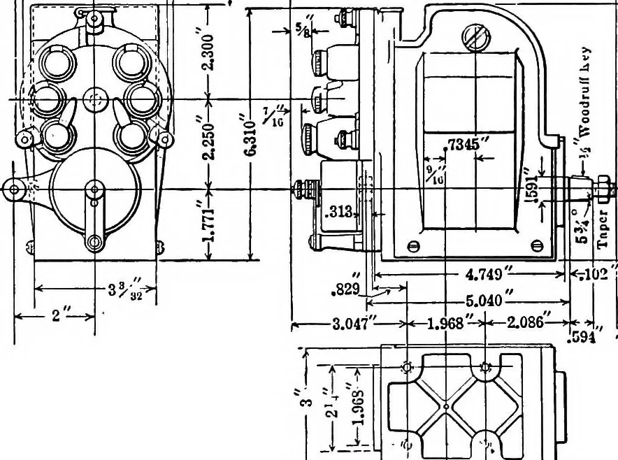 An illustration from Aviation engines, design - construction - operation and repair; a complete, practical treatise outlining clearly the elements of internal combustion engineering with special reference to the design, construction, operation and repair of airplane power plants; also the auxiliary engine systems, such as lubrication, carburetion, ignition and cooling. It includes complete instructions for engine repairing and systematic location of troubles, tool equipment and use of tools, also outlines the latest mechanical processes, 1917, leaf 185