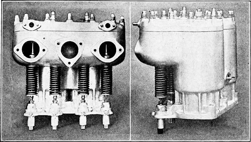 An illustration from Aviation engines, design - construction - operation and repair; a complete, practical treatise outlining clearly the elements of internal combustion engineering with special reference to the design, construction, operation and repair of airplane power plants; also the auxiliary engine systems, such as lubrication, carburetion, ignition and cooling. It includes complete instructions for engine repairing and systematic location of troubles, tool equipment and use of tools, also outlines the latest mechanical processes, 1917, leaf 240